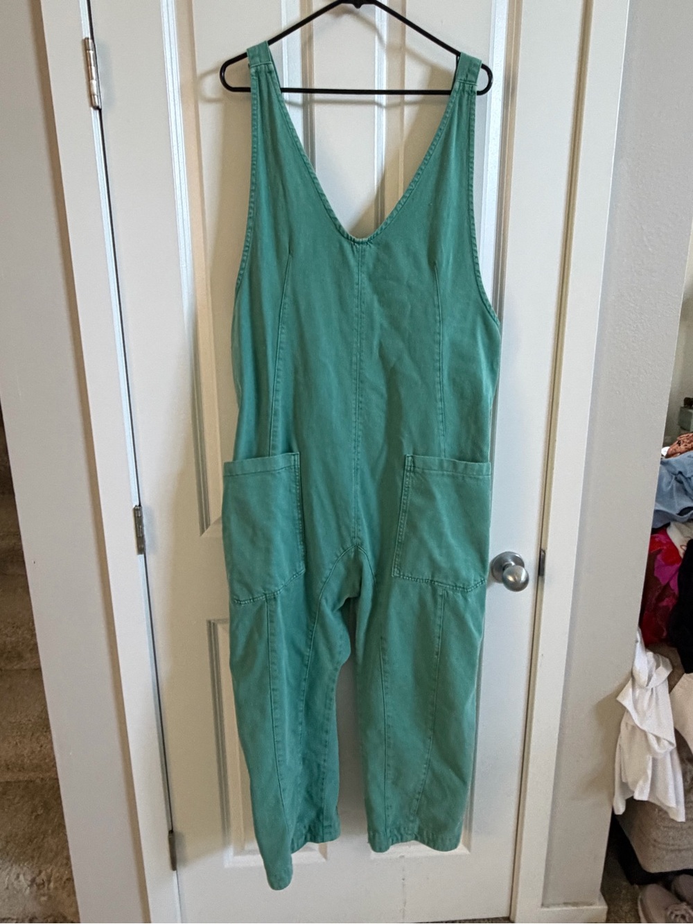 Free People teal overalls